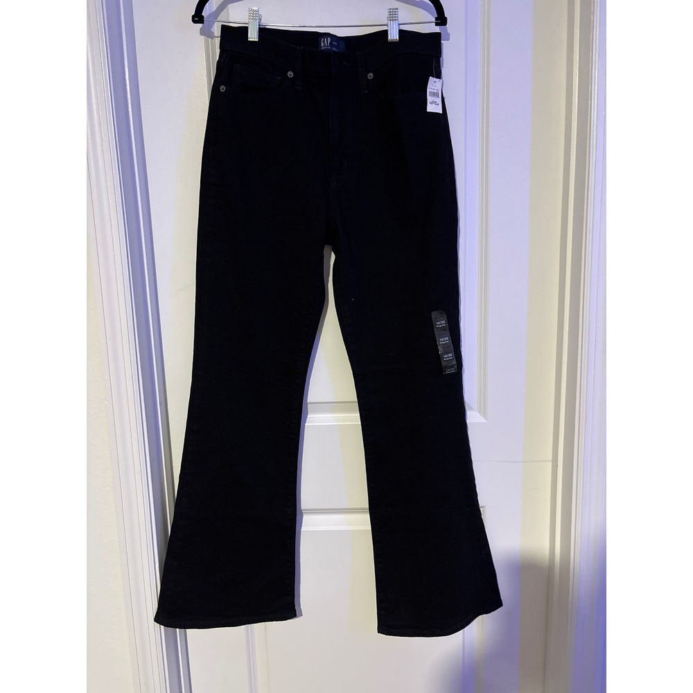 Gap Women 70s Flare High Rise Black Denim Jeans Size 10/30R New